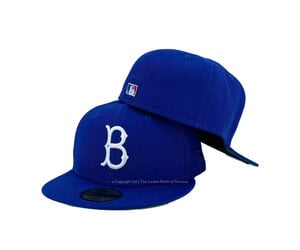 Brooklyn Dodgers Fitted New Era 59FIFTY B Logo Blue Hat Cap Green UV