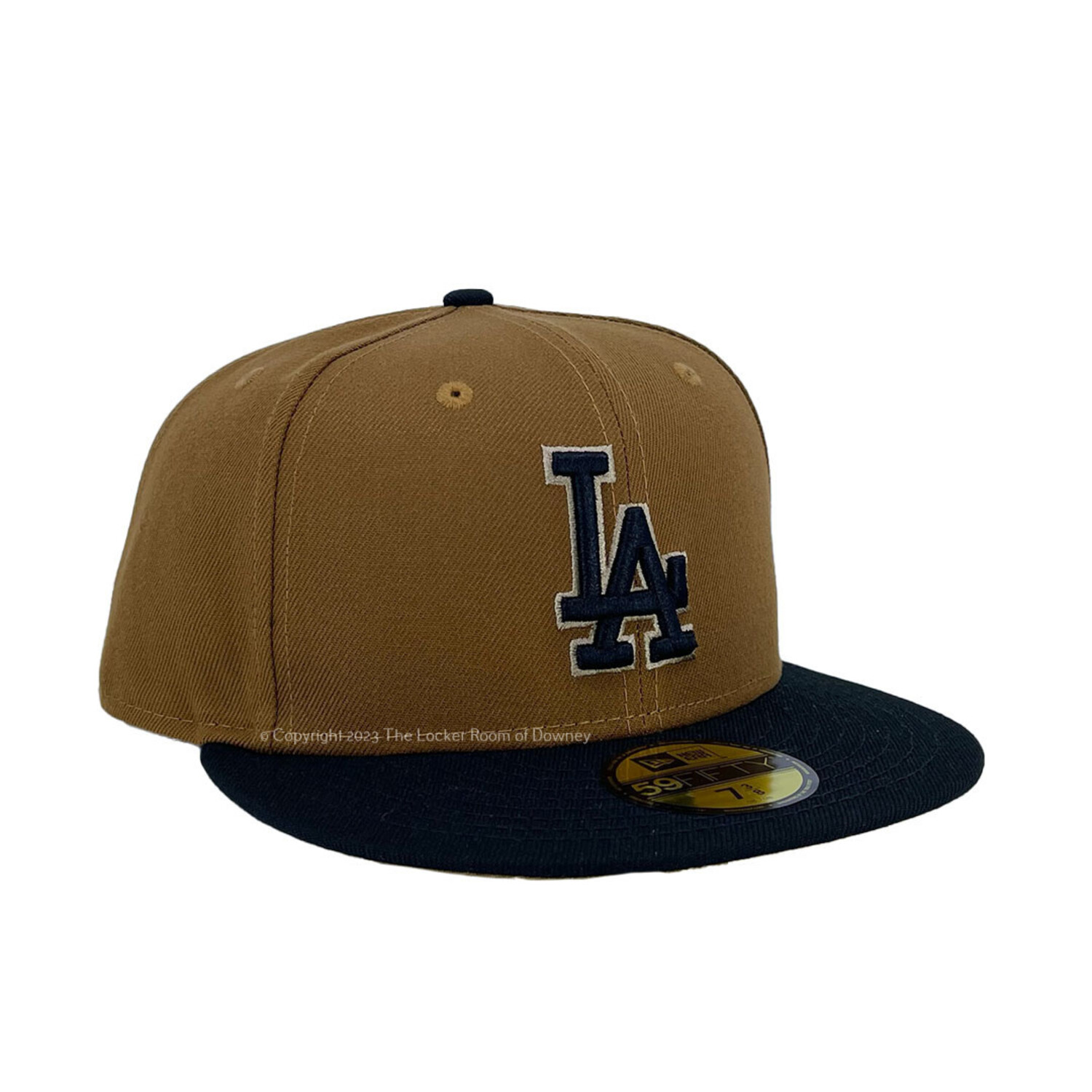 LA Dodgers New Era 5950 Basic Fitted Hat - Brown/W