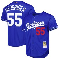 Mitchell and Ness MLB Los Angeles Dodgers Men's Mitchell and Ness 2000 Authentic Mesh BP Orel Hershiser #55 Jersey Royal
