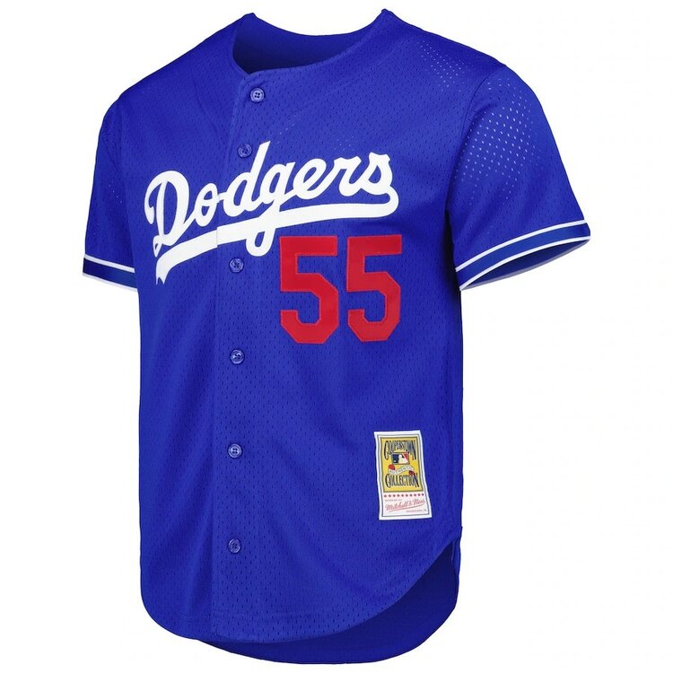 Mitchell and Ness MLB Los Angeles Dodgers Men's Mitchell and Ness 2000 Authentic Mesh BP Orel Hershiser #55 Jersey Royal