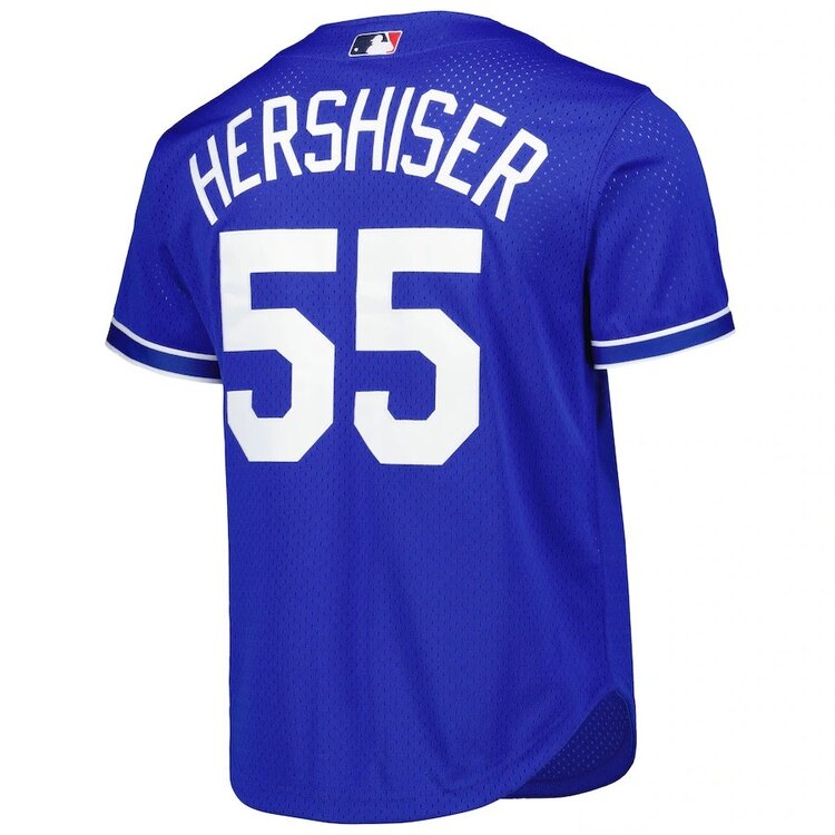 Mitchell and Ness MLB Los Angeles Dodgers Men's Mitchell and Ness 2000 Authentic Mesh BP Orel Hershiser #55 Jersey Royal