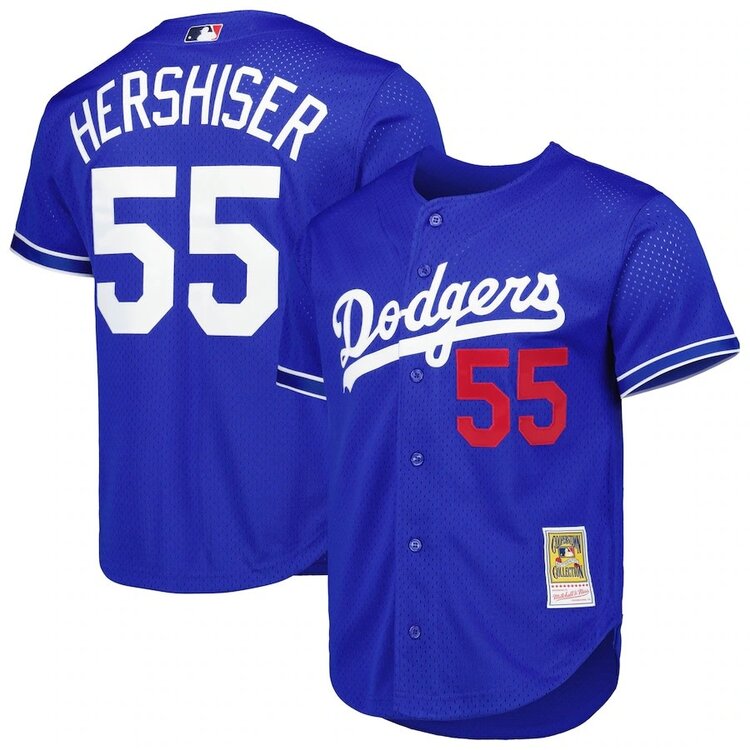 Mitchell and Ness MLB Los Angeles Dodgers Men's Mitchell and Ness 2000 Authentic Mesh BP Orel Hershiser #55 Jersey Royal