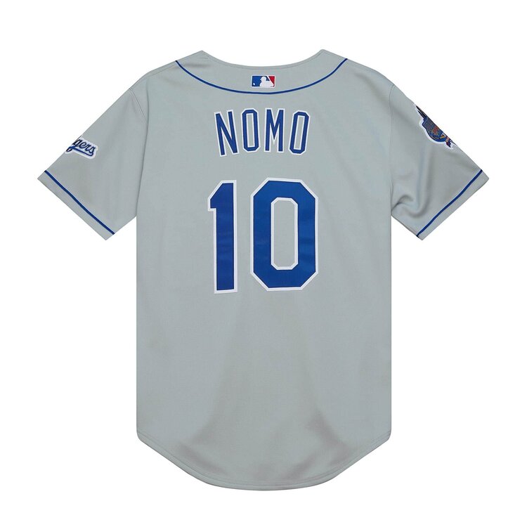 Mitchell and Ness LA Dodgers Men's Mitchell & Ness Authentic 2002 Hideo Nomo #10 Jersey Gray Road