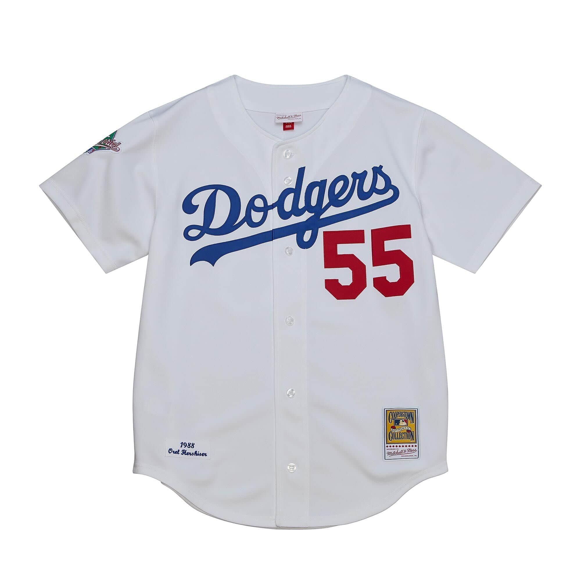 Mitchell and Ness LA Dodgers Men's Mitchell & Ness Authentic 1988 Orel  Hershiser #55 Jersey White