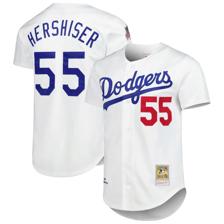 Mitchell and Ness LA Dodgers Men's Mitchell & Ness Authentic 1988 Orel Hershiser #55 Jersey White