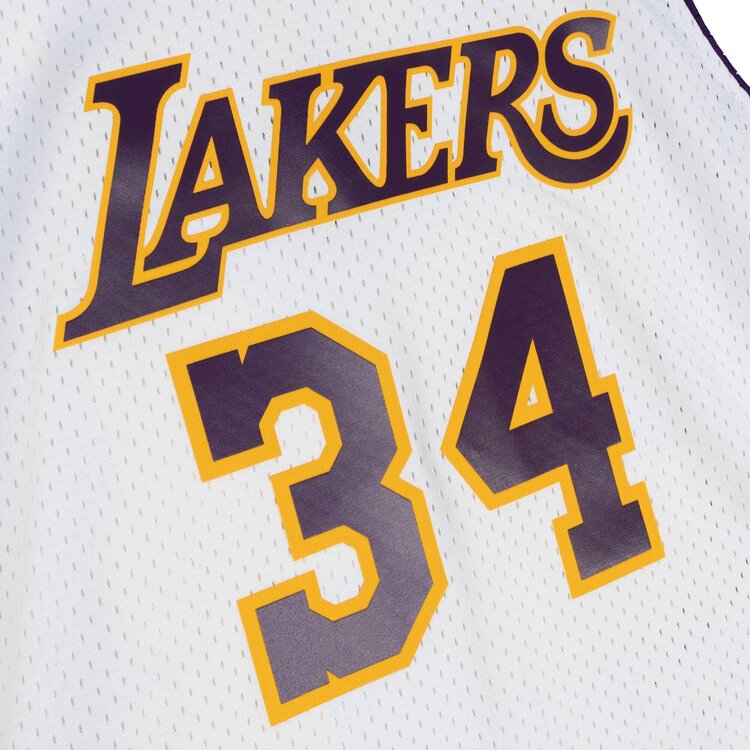 Mitchell and Ness LA Lakers Men's Mitchell & Ness 2002-03 Shaquille O'Neal #34 Replica Swingman Alt Jersey White