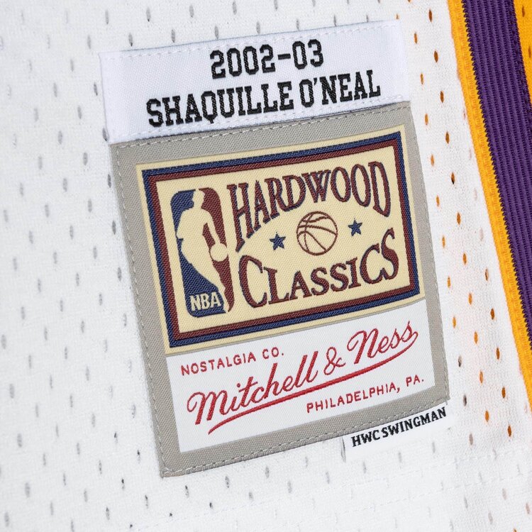 Mitchell and Ness LA Lakers Men's Mitchell & Ness 2002-03 Shaquille O'Neal #34 Replica Swingman Alt Jersey White