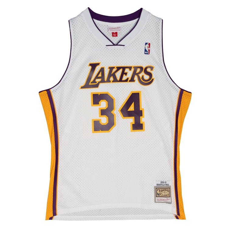 Mitchell and Ness LA Lakers Men's Mitchell & Ness 2002-03 Shaquille O'Neal #34 Replica Swingman Alt Jersey White