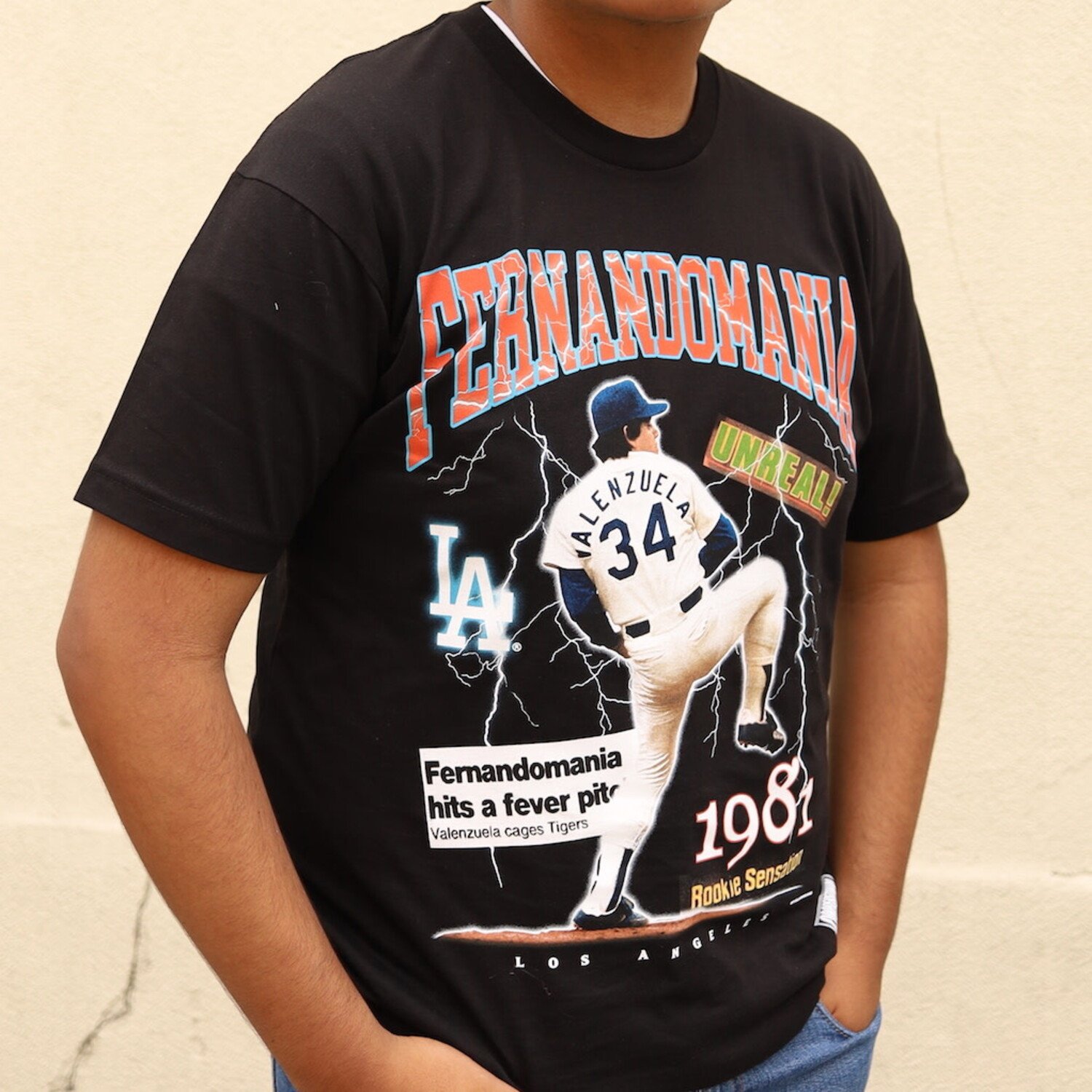 LA Dodgers M&N Fernandomania Black T-Shirt - The Locker Room of Downey