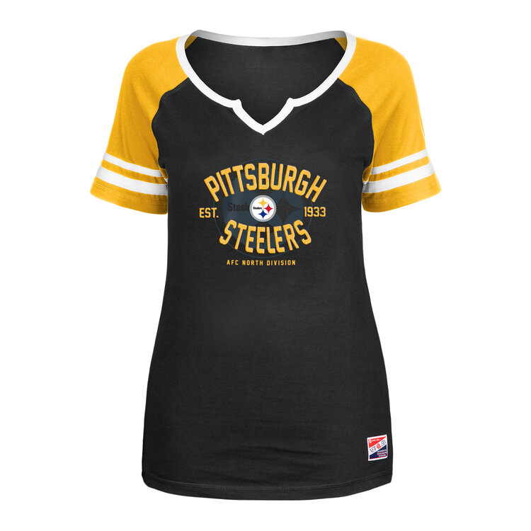 New Era Steelers W NE Black Yellow Established S/S Notch Tee
