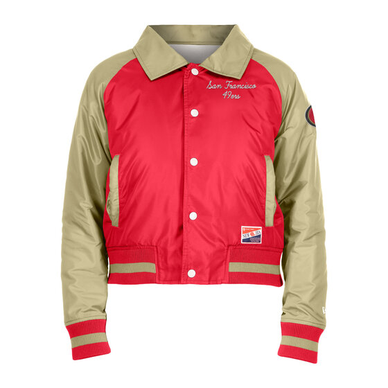 49ers NE M Red Nylon Varsity Snap Button Jacket - The Locker Room of Downey
