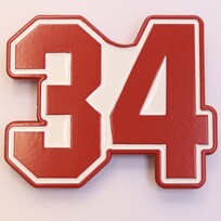 TLR of Downey Number 34 Red White Pin