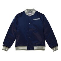 Mitchell and Ness Cowboys Men's M&N Heavyweight Satin Button Down Jacket Navy