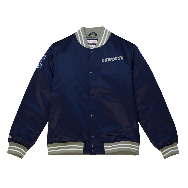 Mitchell and Ness Cowboys Men's M&N Heavyweight Satin Button Down Jacket Navy