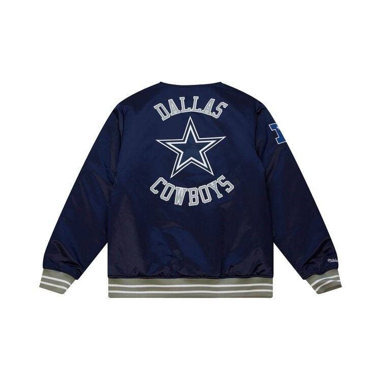 Mitchell and Ness Cowboys Men's M&N Heavyweight Satin Button Down Jacket Navy