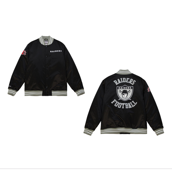 Oakland Raiders Mens Jacket Mitchell & Ness Heavyweight Satin