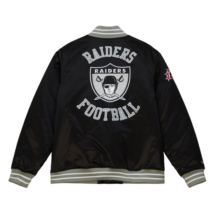 Mitchell and Ness Raiders M&N Heavyweight Satin Snap Button Jacket Black