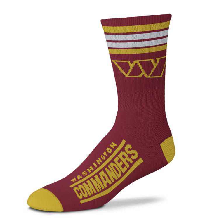 For Bare Feet Sportswear NFL Men's 4 Stripe Deuce Socks Washington Commanders Large