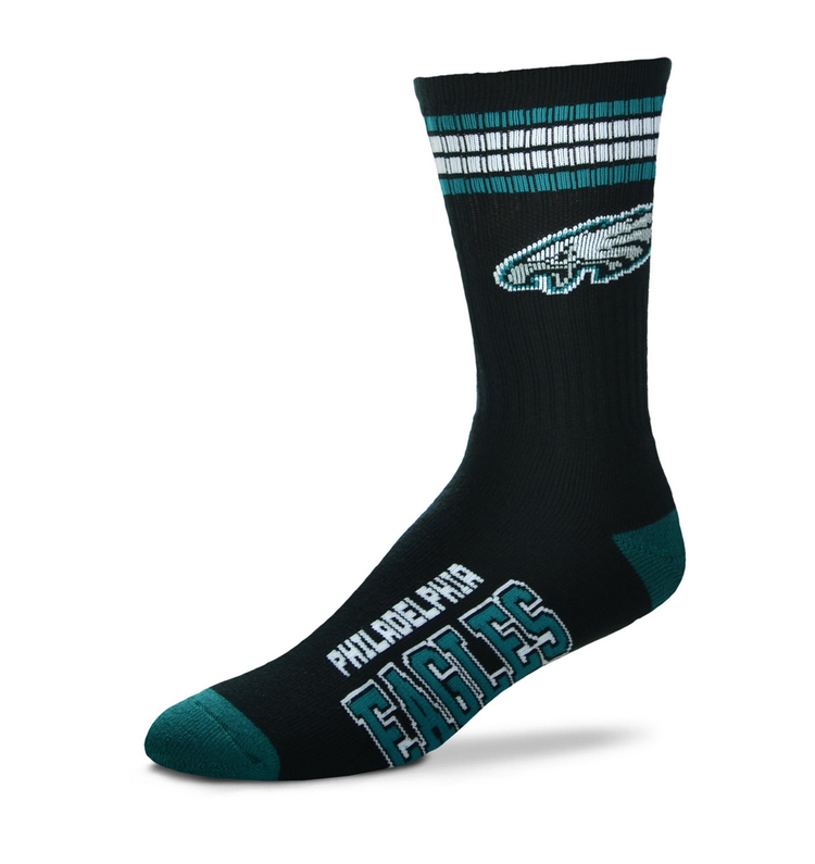 For Bare Feet Sportswear NFL Men's 4 Stripe Deuce Socks Eagles Large