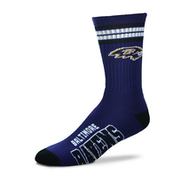 For Bare Feet Sportswear NFL Men's 4 Stripe Deuce Socks Ravens Large