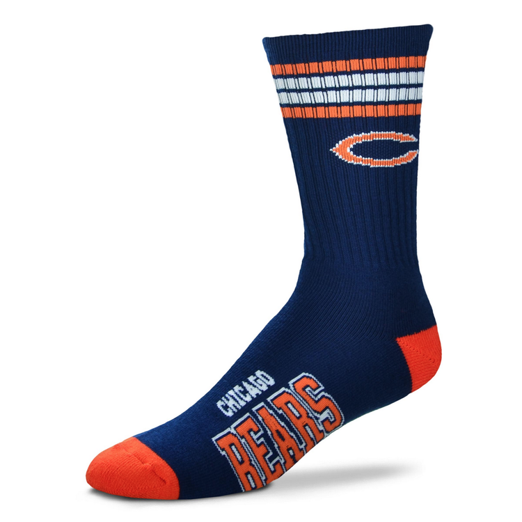 For Bare Feet Sportswear NFL Men's 4 Stripe Deuce Socks Bears Large