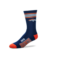 For Bare Feet Sportswear NFL Men's 4 Stripe Deuce Socks Broncos Large