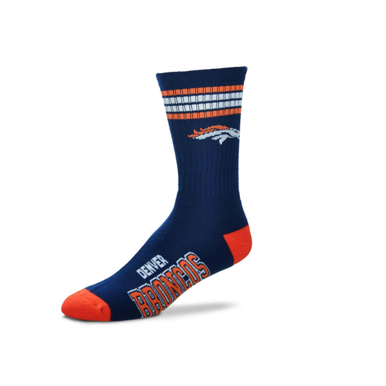 for Bare Feet Denver Broncos Youth 4-Stripe Deuce Quarter-Length Socks