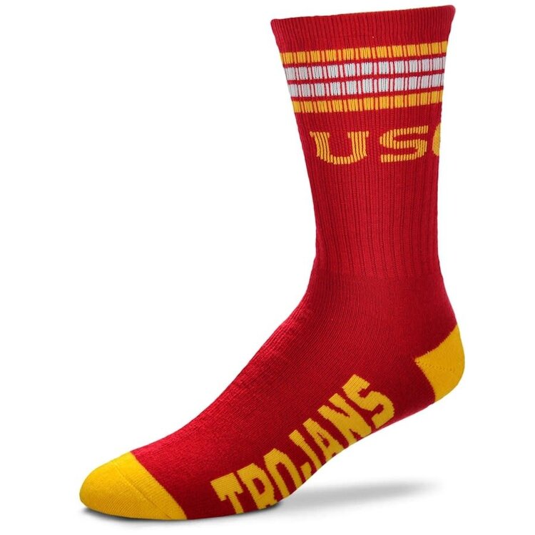 For Bare Feet Sportswear NCAA Men's 4 Stripe Deuce Socks USC Trojans Large