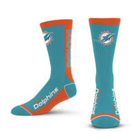 For Bare Feet Sportswear NFL Men's MVP Socks Miami Dolphins Large