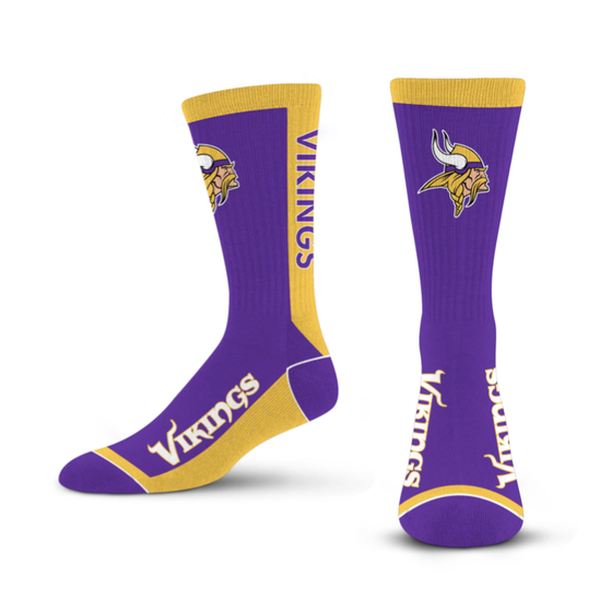 for Bare Feet Minnesota Vikings Youth 4 Stripe Deuce Crew Socks - Purple