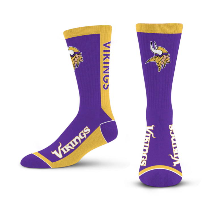 For Bare Feet Sportswear NFL Men's MVP Socks Minnesota Vikings Large