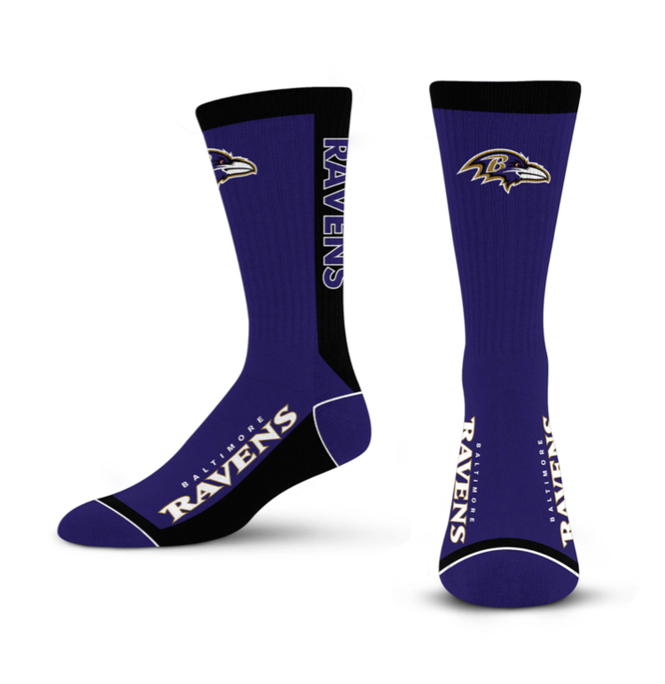For Bare Feet Sportswear NFL Men's MVP Socks Baltimore Ravens Large