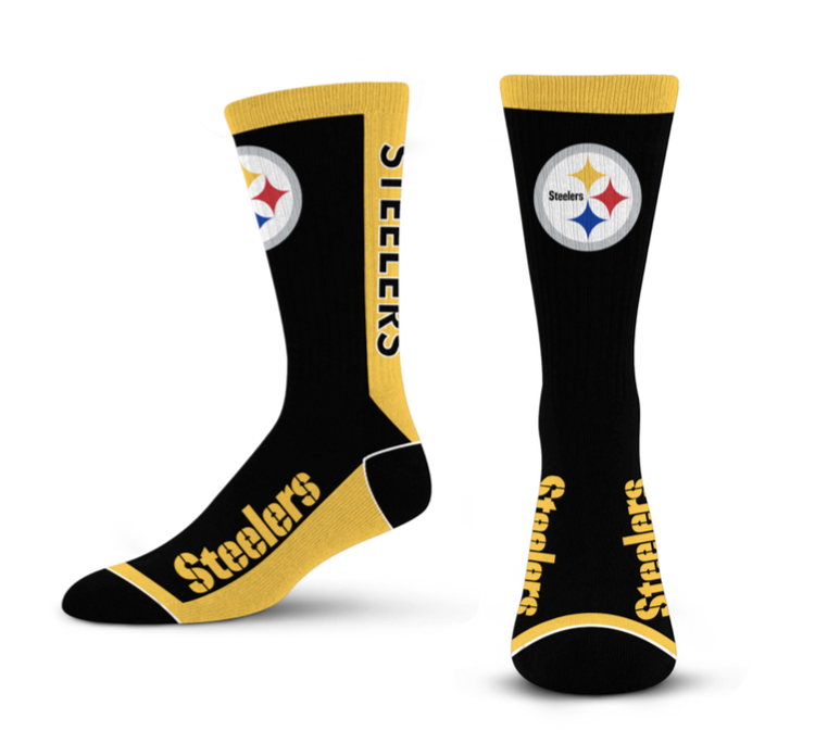 For Bare Feet Sportswear NFL Men's MVP Socks Pittsburgh Steelers Large
