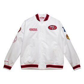 SF 49ers M&N Heavyweight Satin Jacket Red - The Locker Room of Downey