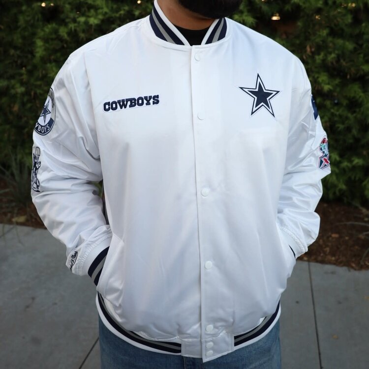 Mitchell and Ness Cowboys M&N City Collection Lightweight Satin Jacket White