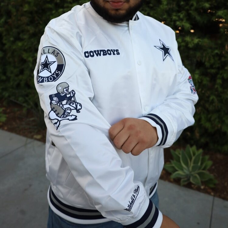 Mitchell and Ness Cowboys M&N City Collection Lightweight Satin Jacket White