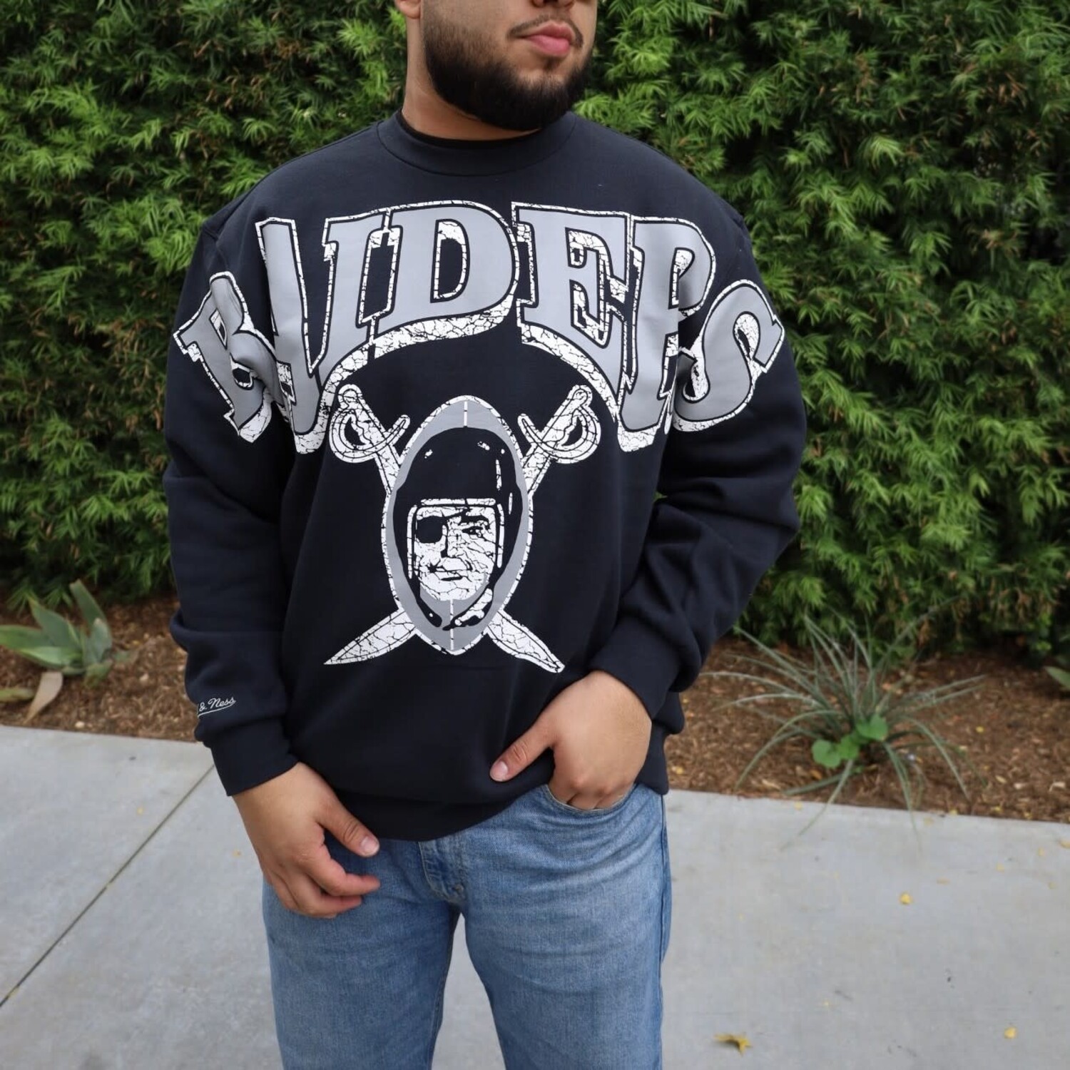 NFL Raiders Men's M&N Fashion Fleece Crew - The Locker Room of Downey