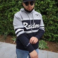 Mitchell and Ness Raiders M&N Head Coach Hoodie Gray Black Shield