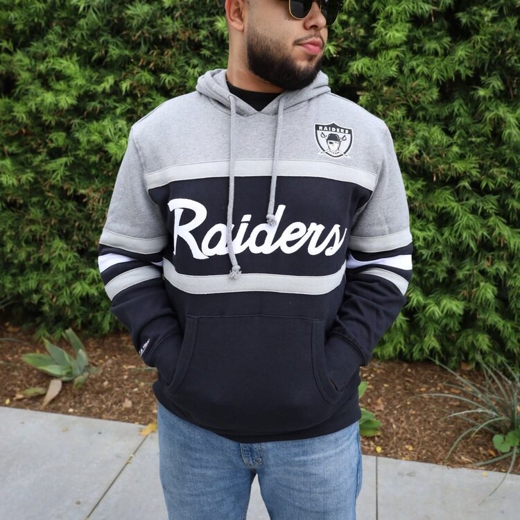 Mitchell and Ness Raiders M&N Head Coach Hoodie Gray Black Shield