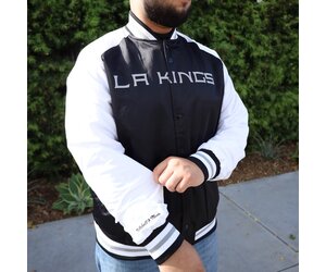LA Kings M&N Men's Primetime Lightweight Satin Jacket Black-White