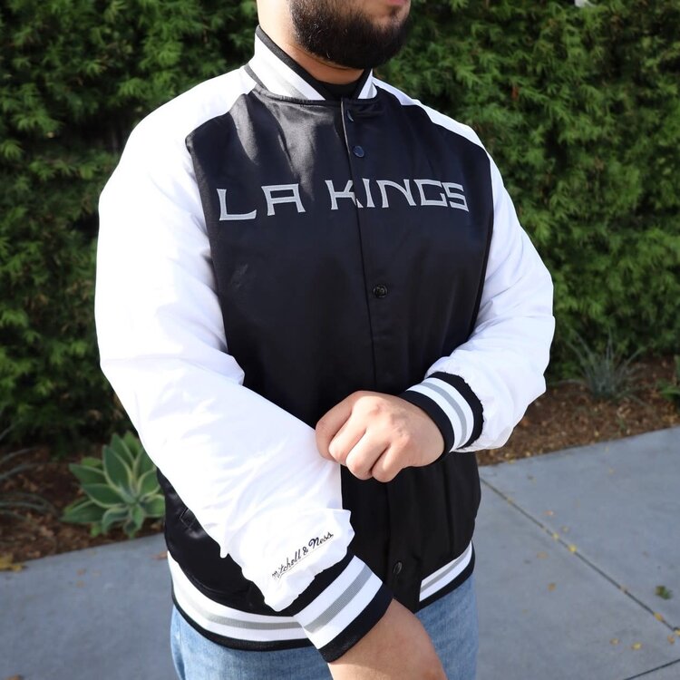 Mitchell and Ness LA Kings M&N Men's Primetime Lightweight Satin Jacket Black-White