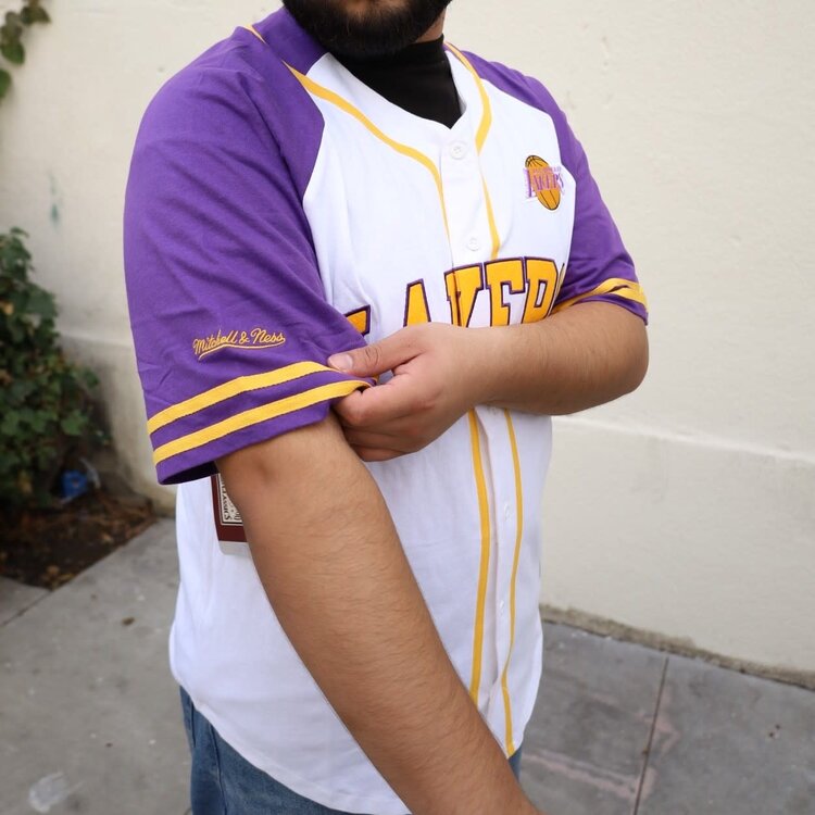 Mitchell and Ness LA Lakers M&N Men's NBA Practice Day Button Front Jersey