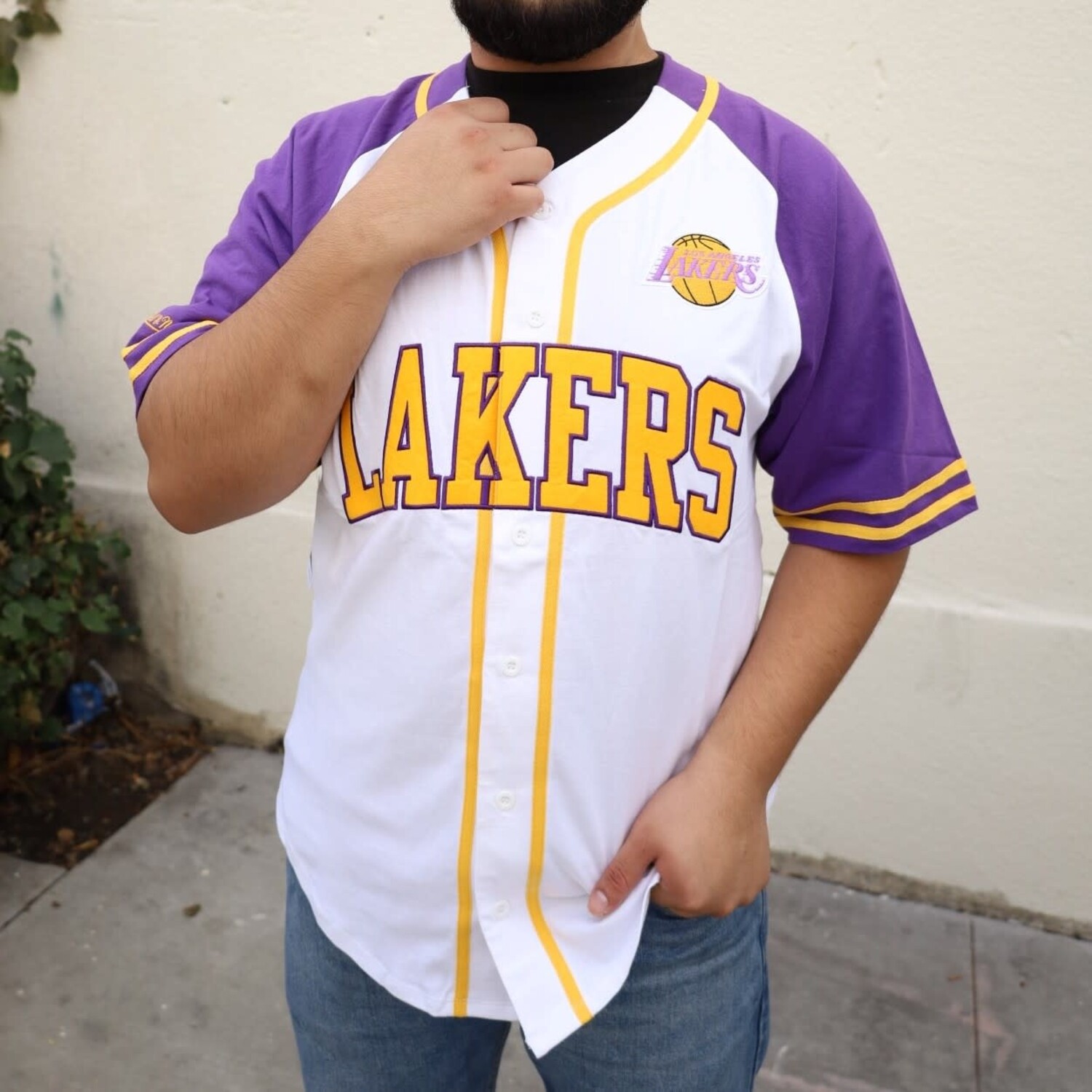 LA Lakers M&N Men's NBA Practice Day Button Front Jersey - The