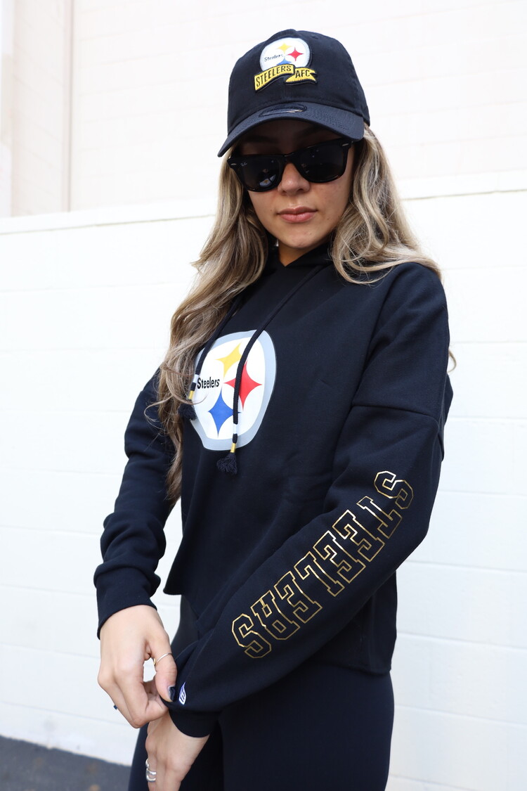 New Era Steelers W NE Black Crop Hoodie
