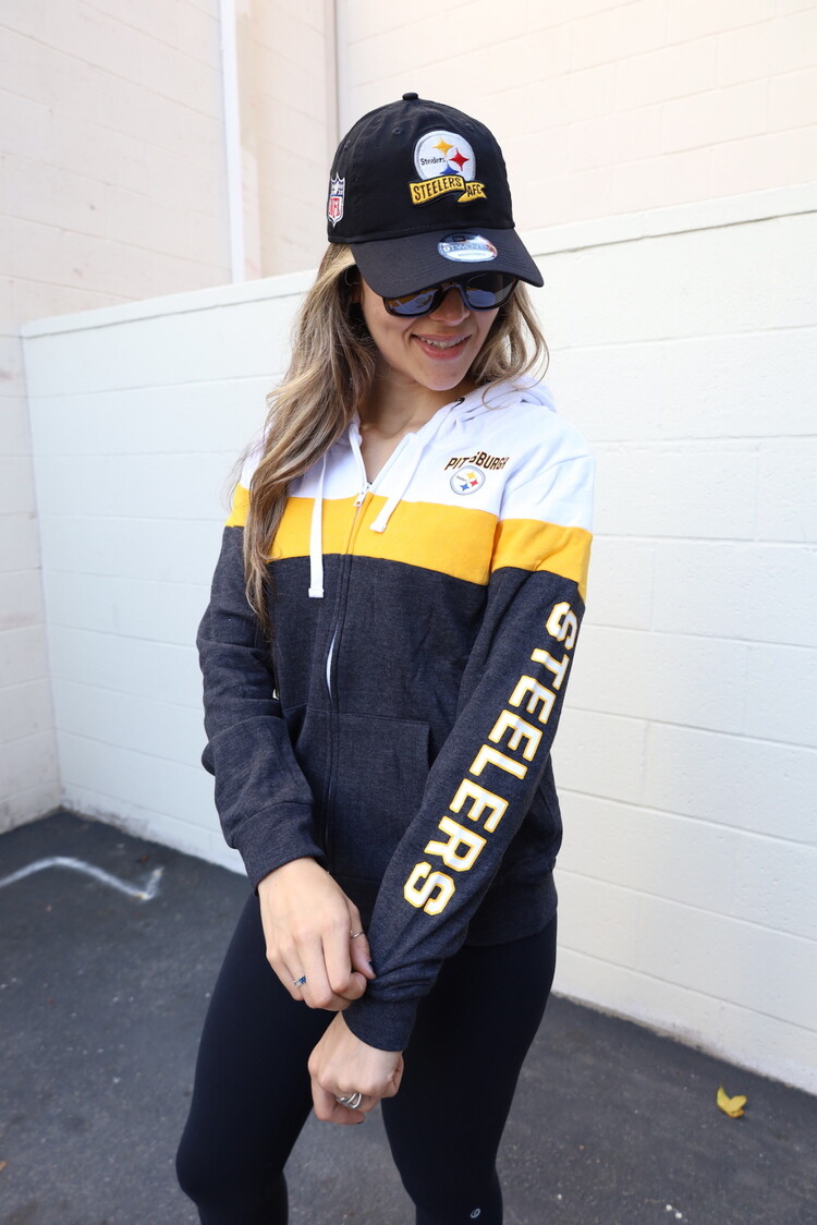 New Era Pittsburgh Steelers W NE F/Z Color Block Hoodie