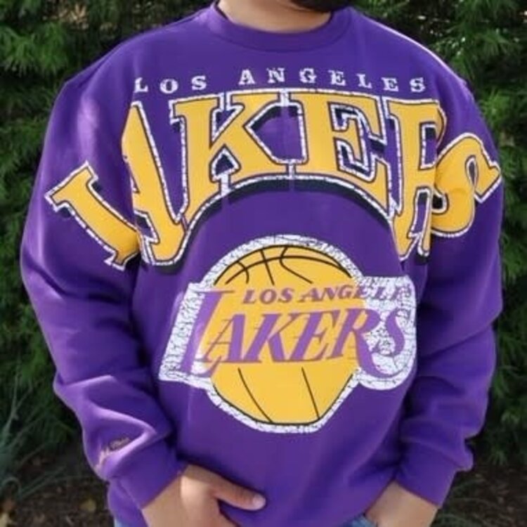 Mitchell and Ness LA Lakers Mitchell & Ness Fashion Fleece Crew Sweater Purple