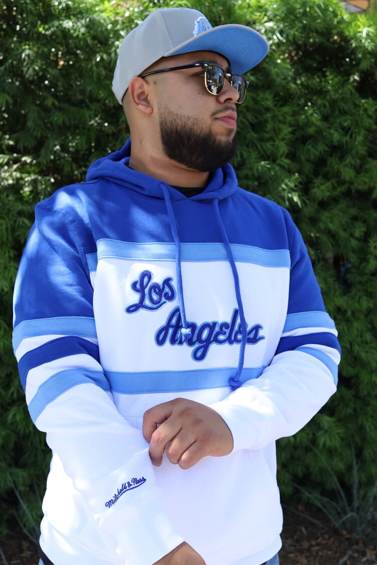 Mitchell and Ness LA Lakers M&N Head Coach Hoodie Royal/White