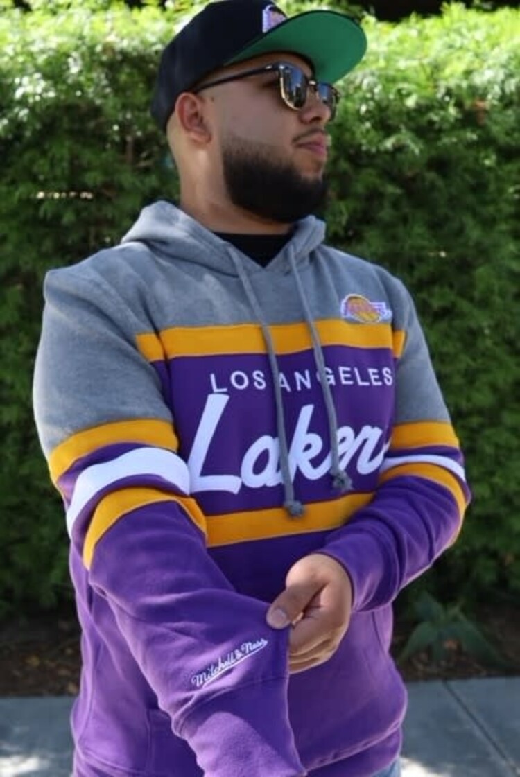 Mitchell and Ness LA Lakers Mitchell & Ness Head Coach Hoodie Purple/Gold