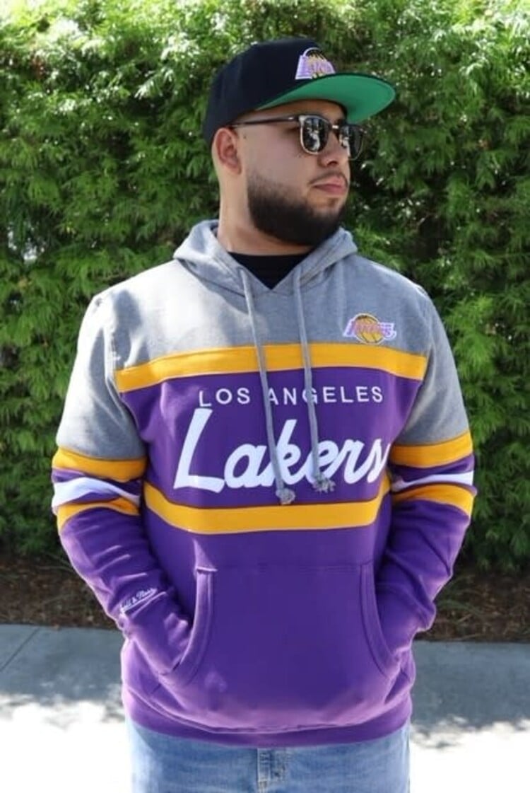 Mitchell and Ness LA Lakers Mitchell & Ness Head Coach Hoodie Purple/Gold
