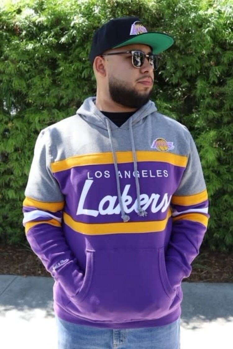 Mitchell and Ness LA Lakers Mitchell & Ness Head Coach Hoodie Purple/Gold
